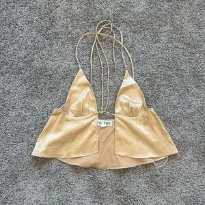 Tic Toc Gold Satin Women's Blouse